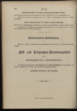 Post- und Telegraphen-Verordnungsblatt für das Verwaltungsgebiet des K.-K. Handelsministeriums 18971130 Seite: 4