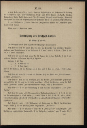 Post- und Telegraphen-Verordnungsblatt für das Verwaltungsgebiet des K.-K. Handelsministeriums 18971202 Seite: 3