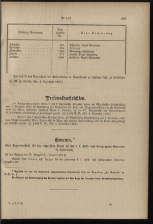 Post- und Telegraphen-Verordnungsblatt für das Verwaltungsgebiet des K.-K. Handelsministeriums 18971214 Seite: 5