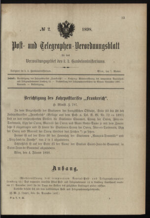 Post- und Telegraphen-Verordnungsblatt für das Verwaltungsgebiet des K.-K. Handelsministeriums