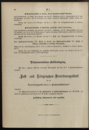 Post- und Telegraphen-Verordnungsblatt für das Verwaltungsgebiet des K.-K. Handelsministeriums 18980110 Seite: 8