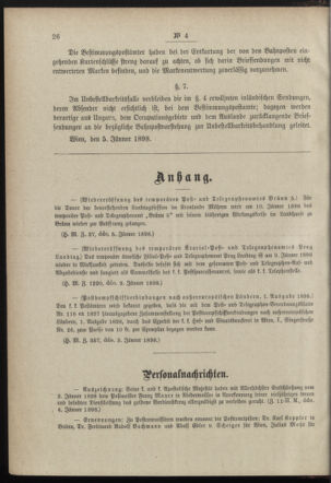 Post- und Telegraphen-Verordnungsblatt für das Verwaltungsgebiet des K.-K. Handelsministeriums 18980113 Seite: 2