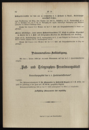 Post- und Telegraphen-Verordnungsblatt für das Verwaltungsgebiet des K.-K. Handelsministeriums 18980221 Seite: 4