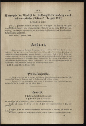 Post- und Telegraphen-Verordnungsblatt für das Verwaltungsgebiet des K.-K. Handelsministeriums 18980301 Seite: 3