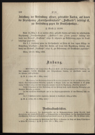 Post- und Telegraphen-Verordnungsblatt für das Verwaltungsgebiet des K.-K. Handelsministeriums 18980311 Seite: 2