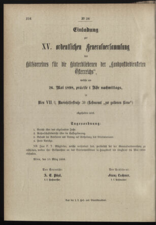 Post- und Telegraphen-Verordnungsblatt für das Verwaltungsgebiet des K.-K. Handelsministeriums 18980319 Seite: 4