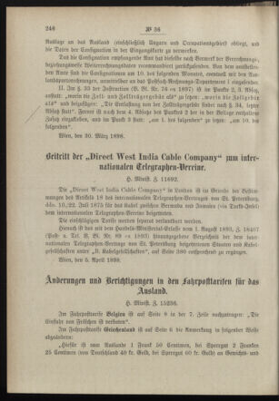 Post- und Telegraphen-Verordnungsblatt für das Verwaltungsgebiet des K.-K. Handelsministeriums 18980413 Seite: 2