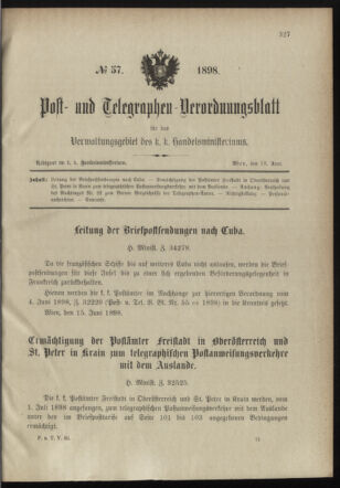 Post- und Telegraphen-Verordnungsblatt für das Verwaltungsgebiet des K.-K. Handelsministeriums