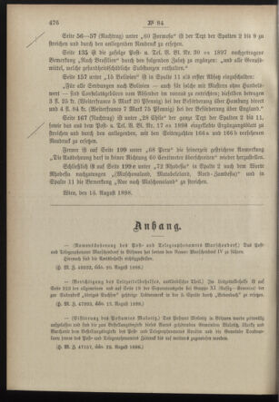 Post- und Telegraphen-Verordnungsblatt für das Verwaltungsgebiet des K.-K. Handelsministeriums 18980831 Seite: 2