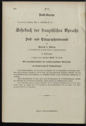 Post- und Telegraphen-Verordnungsblatt für das Verwaltungsgebiet des K.-K. Handelsministeriums 18980924 Seite: 4