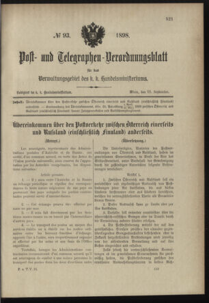 Post- und Telegraphen-Verordnungsblatt für das Verwaltungsgebiet des K.-K. Handelsministeriums 18980928 Seite: 1