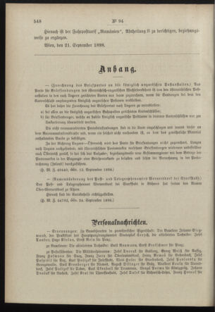 Post- und Telegraphen-Verordnungsblatt für das Verwaltungsgebiet des K.-K. Handelsministeriums 18980930 Seite: 2