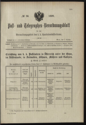 Post- und Telegraphen-Verordnungsblatt für das Verwaltungsgebiet des K.-K. Handelsministeriums