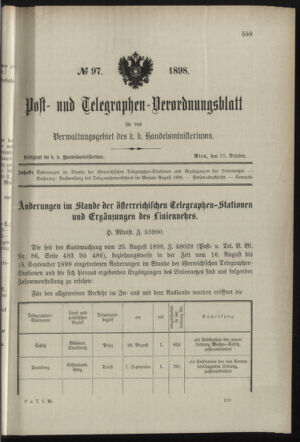 Post- und Telegraphen-Verordnungsblatt für das Verwaltungsgebiet des K.-K. Handelsministeriums