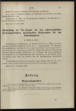 Post- und Telegraphen-Verordnungsblatt für das Verwaltungsgebiet des K.-K. Handelsministeriums 18981013 Seite: 3