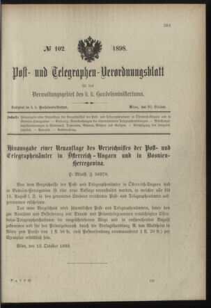 Post- und Telegraphen-Verordnungsblatt für das Verwaltungsgebiet des K.-K. Handelsministeriums