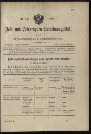 Post- und Telegraphen-Verordnungsblatt für das Verwaltungsgebiet des K.-K. Handelsministeriums