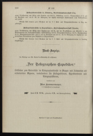 Post- und Telegraphen-Verordnungsblatt für das Verwaltungsgebiet des K.-K. Handelsministeriums 18981112 Seite: 4