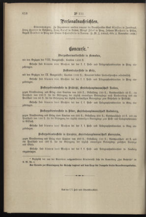 Post- und Telegraphen-Verordnungsblatt für das Verwaltungsgebiet des K.-K. Handelsministeriums 18981116 Seite: 8