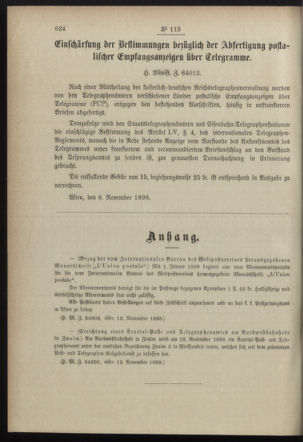 Post- und Telegraphen-Verordnungsblatt für das Verwaltungsgebiet des K.-K. Handelsministeriums 18981122 Seite: 2