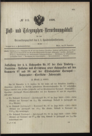 Post- und Telegraphen-Verordnungsblatt für das Verwaltungsgebiet des K.-K. Handelsministeriums