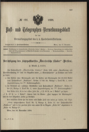 Post- und Telegraphen-Verordnungsblatt für das Verwaltungsgebiet des K.-K. Handelsministeriums