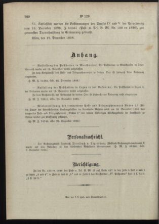 Post- und Telegraphen-Verordnungsblatt für das Verwaltungsgebiet des K.-K. Handelsministeriums 18981230 Seite: 44