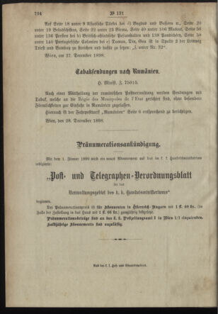 Post- und Telegraphen-Verordnungsblatt für das Verwaltungsgebiet des K.-K. Handelsministeriums 18981231 Seite: 34