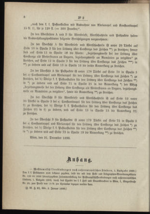 Post- und Telegraphen-Verordnungsblatt für das Verwaltungsgebiet des K.-K. Handelsministeriums 18990110 Seite: 2