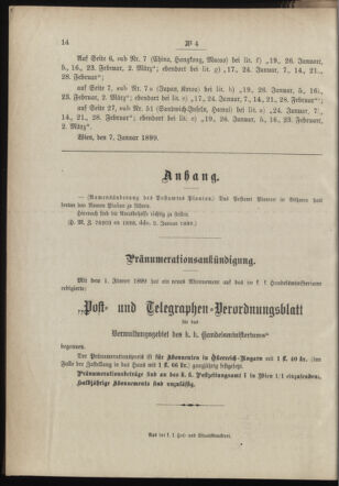 Post- und Telegraphen-Verordnungsblatt für das Verwaltungsgebiet des K.-K. Handelsministeriums 18990112 Seite: 2