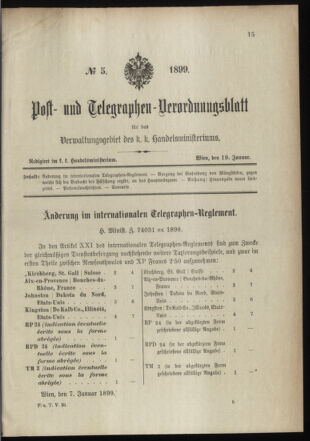 Post- und Telegraphen-Verordnungsblatt für das Verwaltungsgebiet des K.-K. Handelsministeriums 18990119 Seite: 1