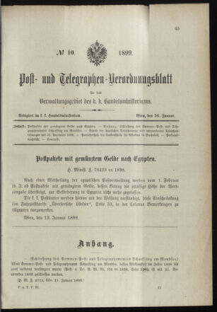 Post- und Telegraphen-Verordnungsblatt für das Verwaltungsgebiet des K.-K. Handelsministeriums 18990130 Seite: 1