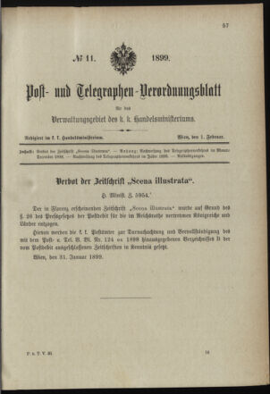 Post- und Telegraphen-Verordnungsblatt für das Verwaltungsgebiet des K.-K. Handelsministeriums 18990201 Seite: 1