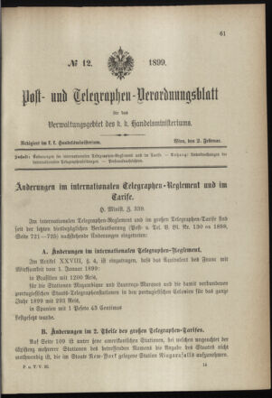 Post- und Telegraphen-Verordnungsblatt für das Verwaltungsgebiet des K.-K. Handelsministeriums 18990202 Seite: 1