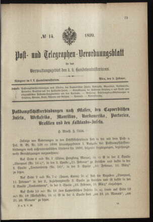 Post- und Telegraphen-Verordnungsblatt für das Verwaltungsgebiet des K.-K. Handelsministeriums 18990209 Seite: 1