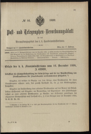 Post- und Telegraphen-Verordnungsblatt für das Verwaltungsgebiet des K.-K. Handelsministeriums