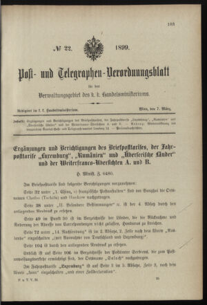 Post- und Telegraphen-Verordnungsblatt für das Verwaltungsgebiet des K.-K. Handelsministeriums