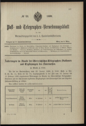 Post- und Telegraphen-Verordnungsblatt für das Verwaltungsgebiet des K.-K. Handelsministeriums 18990308 Seite: 1