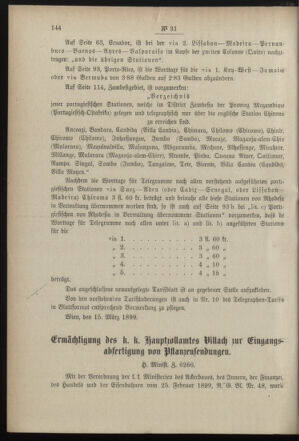 Post- und Telegraphen-Verordnungsblatt für das Verwaltungsgebiet des K.-K. Handelsministeriums 18990330 Seite: 2