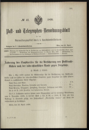 Post- und Telegraphen-Verordnungsblatt für das Verwaltungsgebiet des K.-K. Handelsministeriums