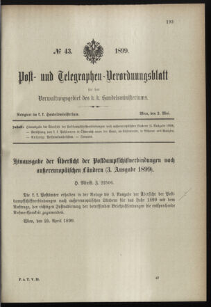 Post- und Telegraphen-Verordnungsblatt für das Verwaltungsgebiet des K.-K. Handelsministeriums