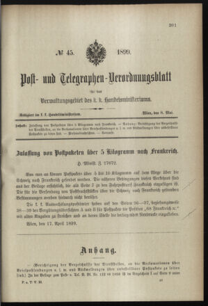 Post- und Telegraphen-Verordnungsblatt für das Verwaltungsgebiet des K.-K. Handelsministeriums