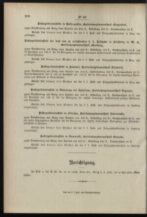 Post- und Telegraphen-Verordnungsblatt für das Verwaltungsgebiet des K.-K. Handelsministeriums 18990510 Seite: 4