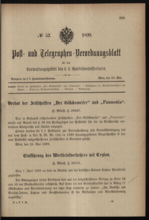 Post- und Telegraphen-Verordnungsblatt für das Verwaltungsgebiet des K.-K. Handelsministeriums