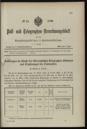 Post- und Telegraphen-Verordnungsblatt für das Verwaltungsgebiet des K.-K. Handelsministeriums 18990609 Seite: 1