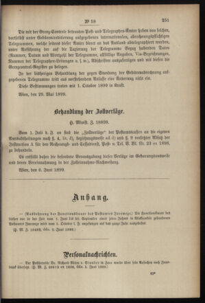 Post- und Telegraphen-Verordnungsblatt für das Verwaltungsgebiet des K.-K. Handelsministeriums 18990614 Seite: 3