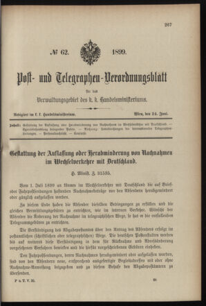 Post- und Telegraphen-Verordnungsblatt für das Verwaltungsgebiet des K.-K. Handelsministeriums 18990624 Seite: 1