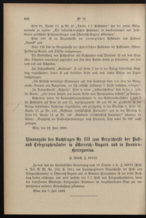 Post- und Telegraphen-Verordnungsblatt für das Verwaltungsgebiet des K.-K. Handelsministeriums 18990711 Seite: 14