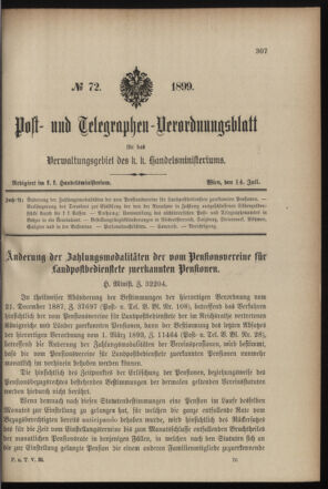 Post- und Telegraphen-Verordnungsblatt für das Verwaltungsgebiet des K.-K. Handelsministeriums 18990714 Seite: 1