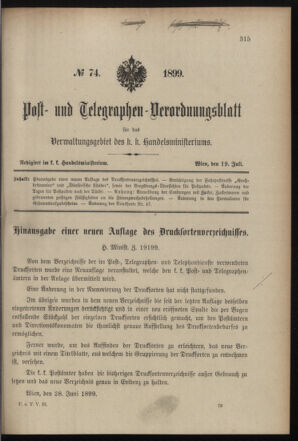 Post- und Telegraphen-Verordnungsblatt für das Verwaltungsgebiet des K.-K. Handelsministeriums 18990719 Seite: 1